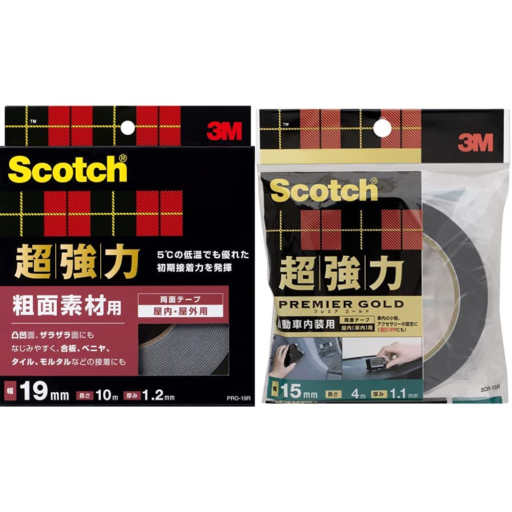 ※一箱10個※　Scotch 超強力 両面テープ PRO-19R 19mm Amazon | 3M スコッチ 超強力両面テープ 粗面素材用 幅19mm長さ10m PRO